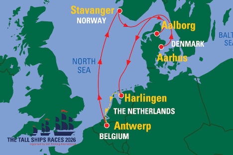 Kapsejlads for hje skibe begynder i Aarhus og slutter i Aalborg